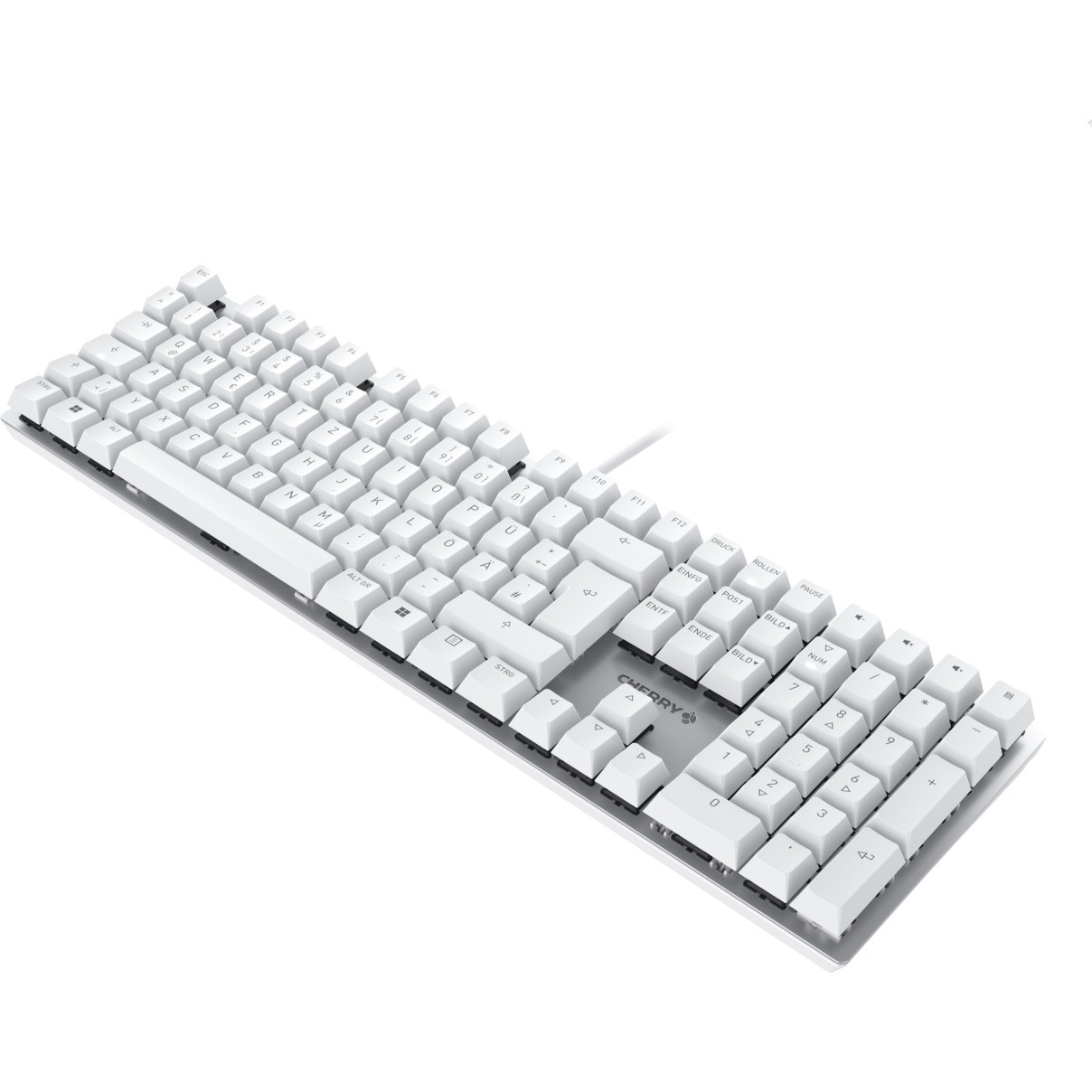 CHERRY KC 200 MX Tastatur Universal USB QWERTZ Deutsch Silber, Weiß