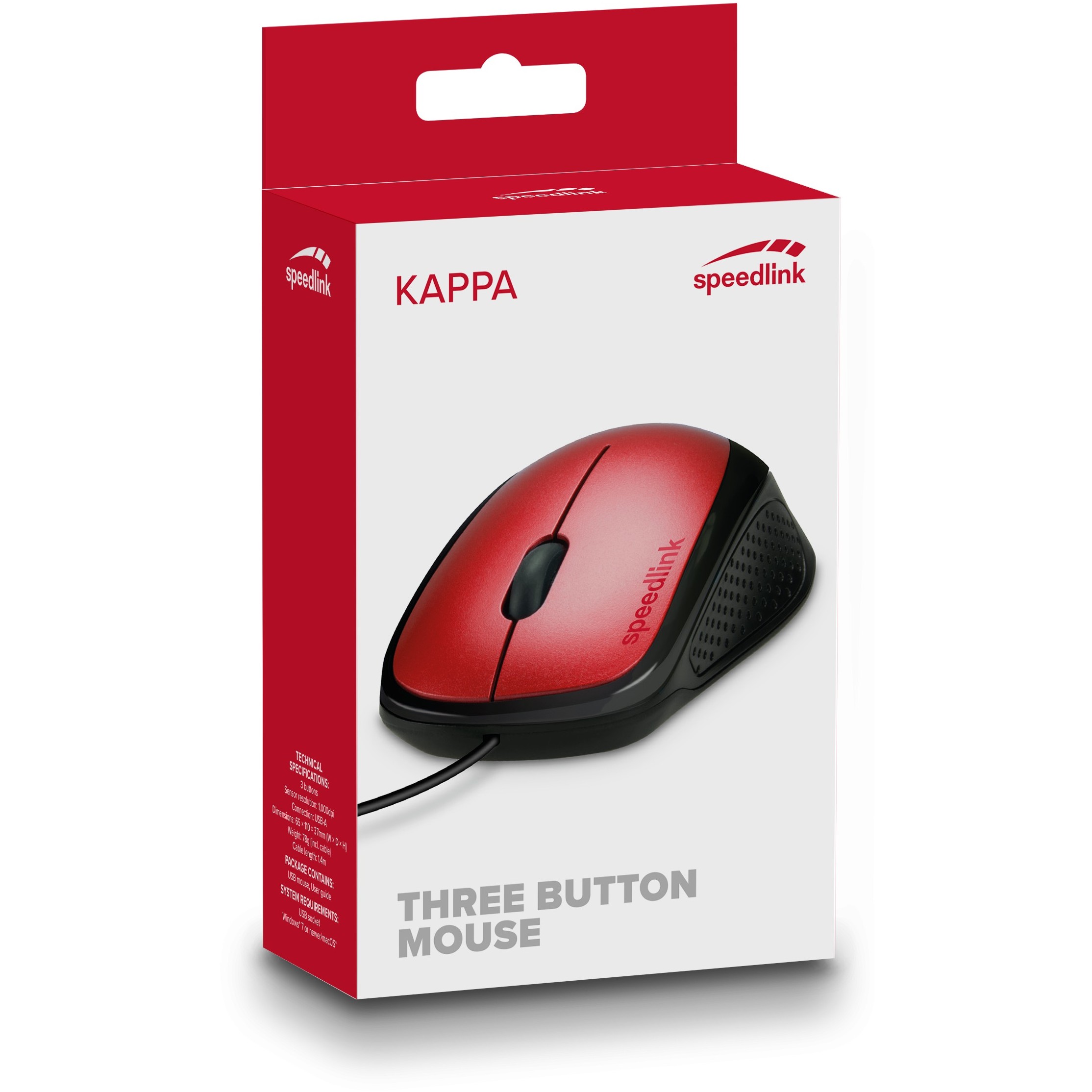 Speedlink Maus KAPPA,   USB, rot retail
