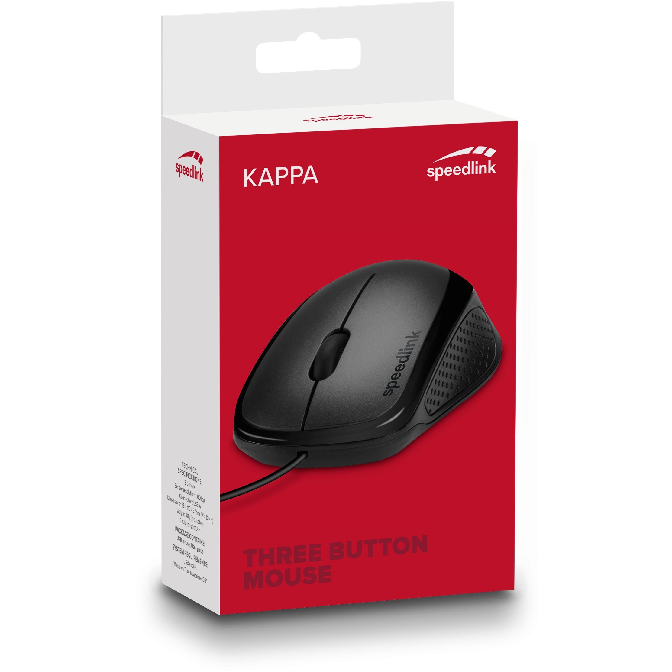 Speedlink Maus KAPPA,   USB, schwarz retail