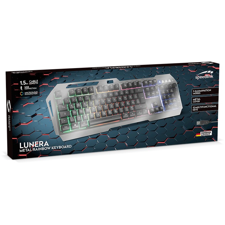 Speedlink Gaming Tastatur LUNERA, Metal Rainbow, schwarz retail