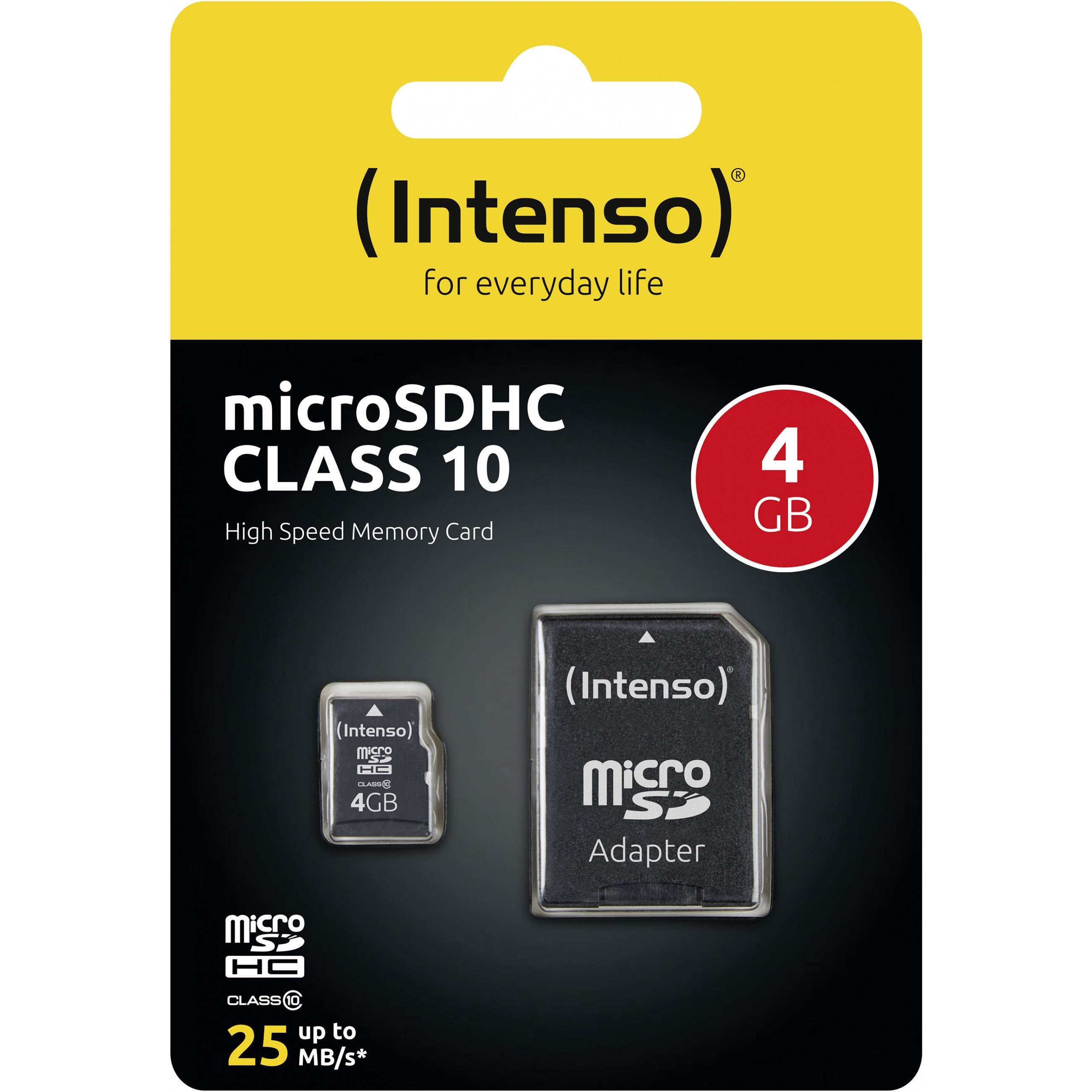 SD MicroSD Card  4GB Intenso Class10 inkl. SD Adapter