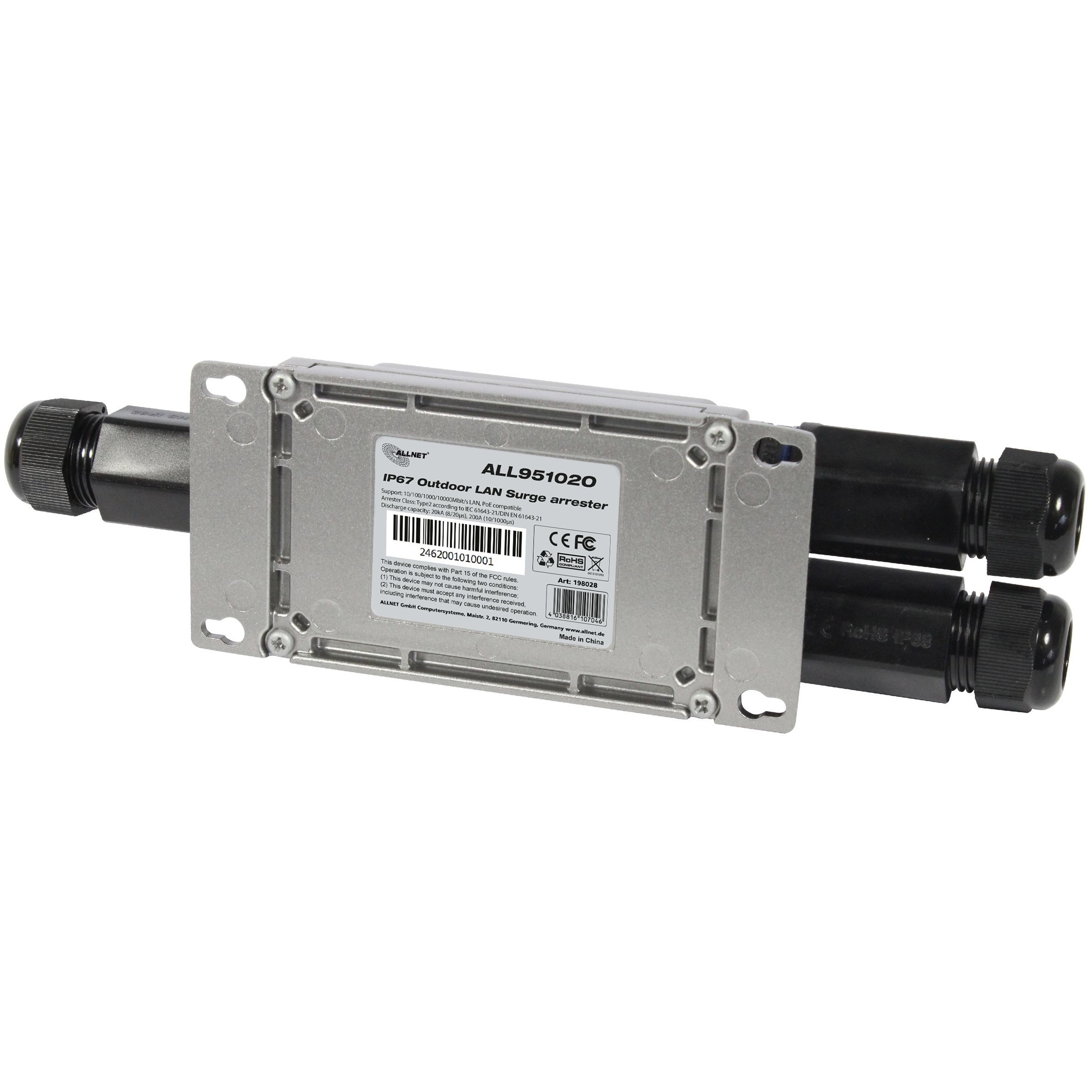 Z ALLNET TP Cat 6 Überspannungs-/Blitzschutz Surge Protector ALL95102O IP66 Outdoor