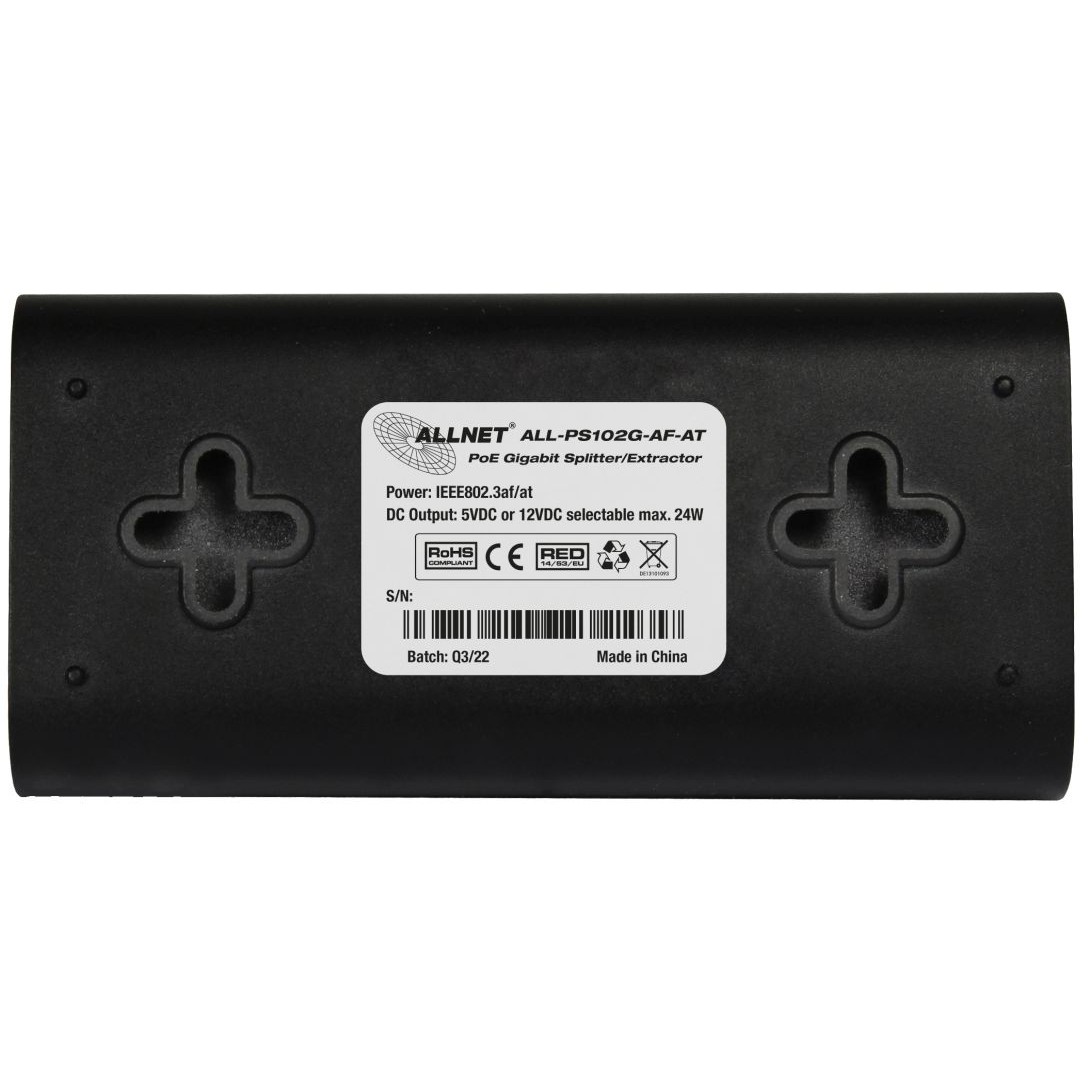 Z ALLNET PoE Splitter-Mini/Extractor / Gigabit / 24W / 5V/12V Schaltbar / ALL-PS102G-AF-AT
