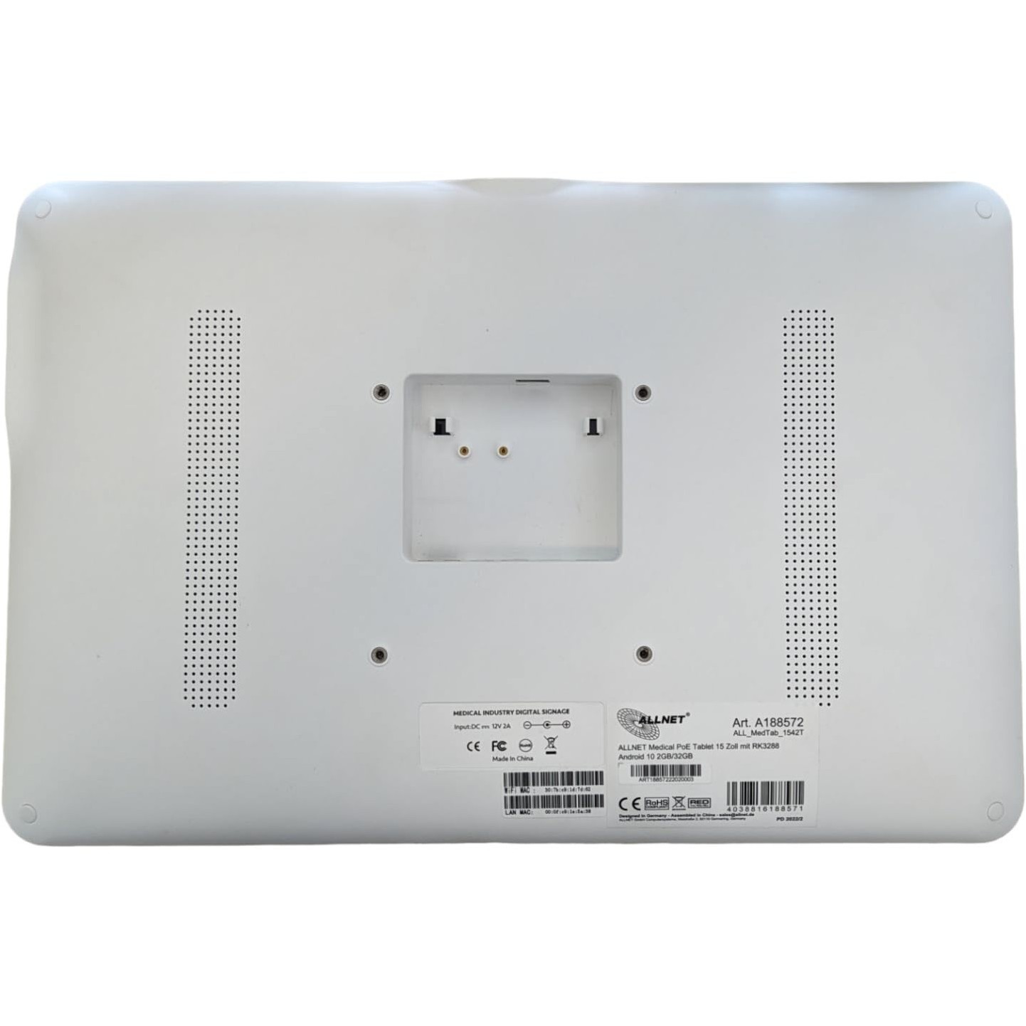 ALLNET Medical PoE Tablet 15 Zoll mit RK3568 Android 11 4GB/16GB