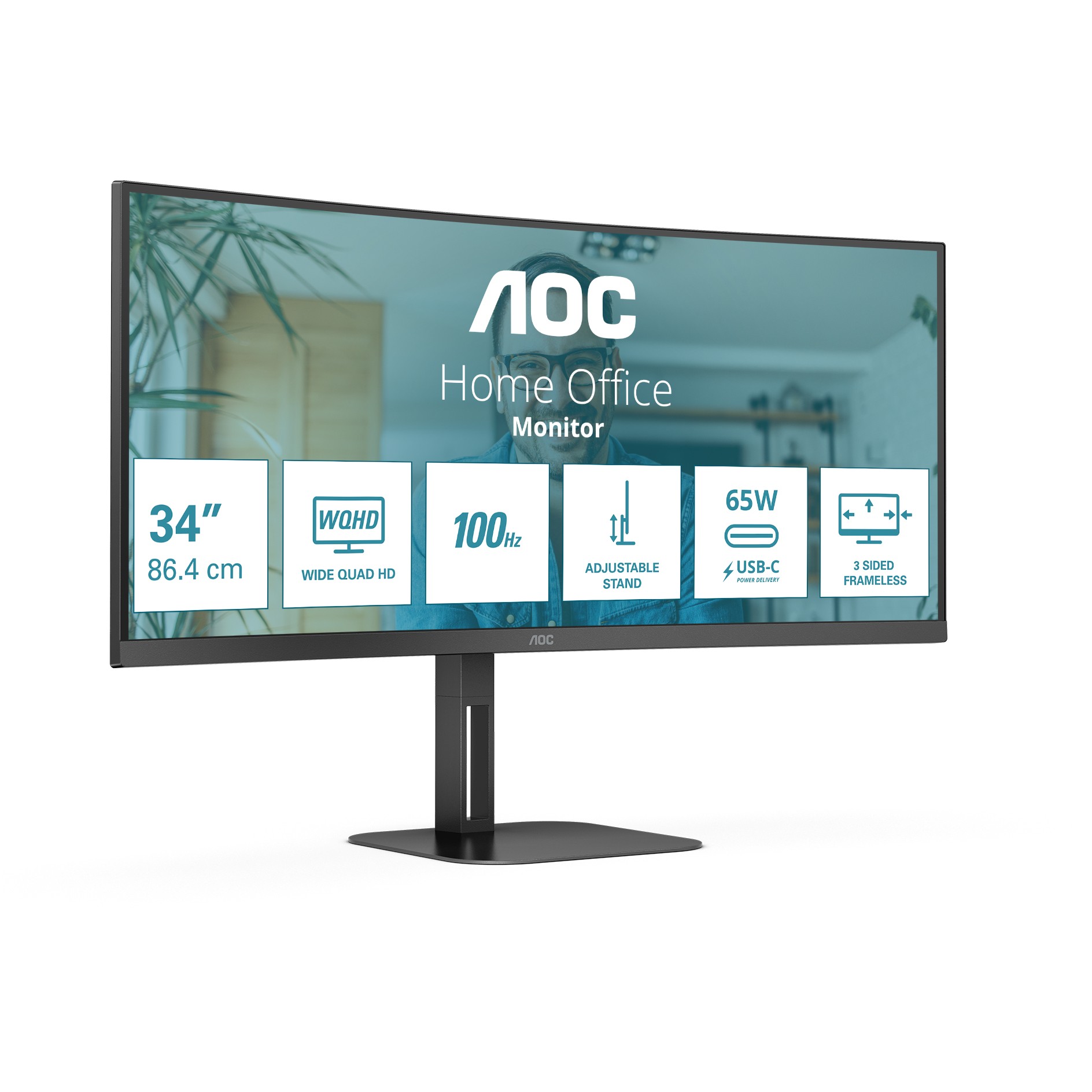 AOC 86,0cm (34)  CU34V5C/BK 21:09  HDMI+DP+USB-C Curved retail