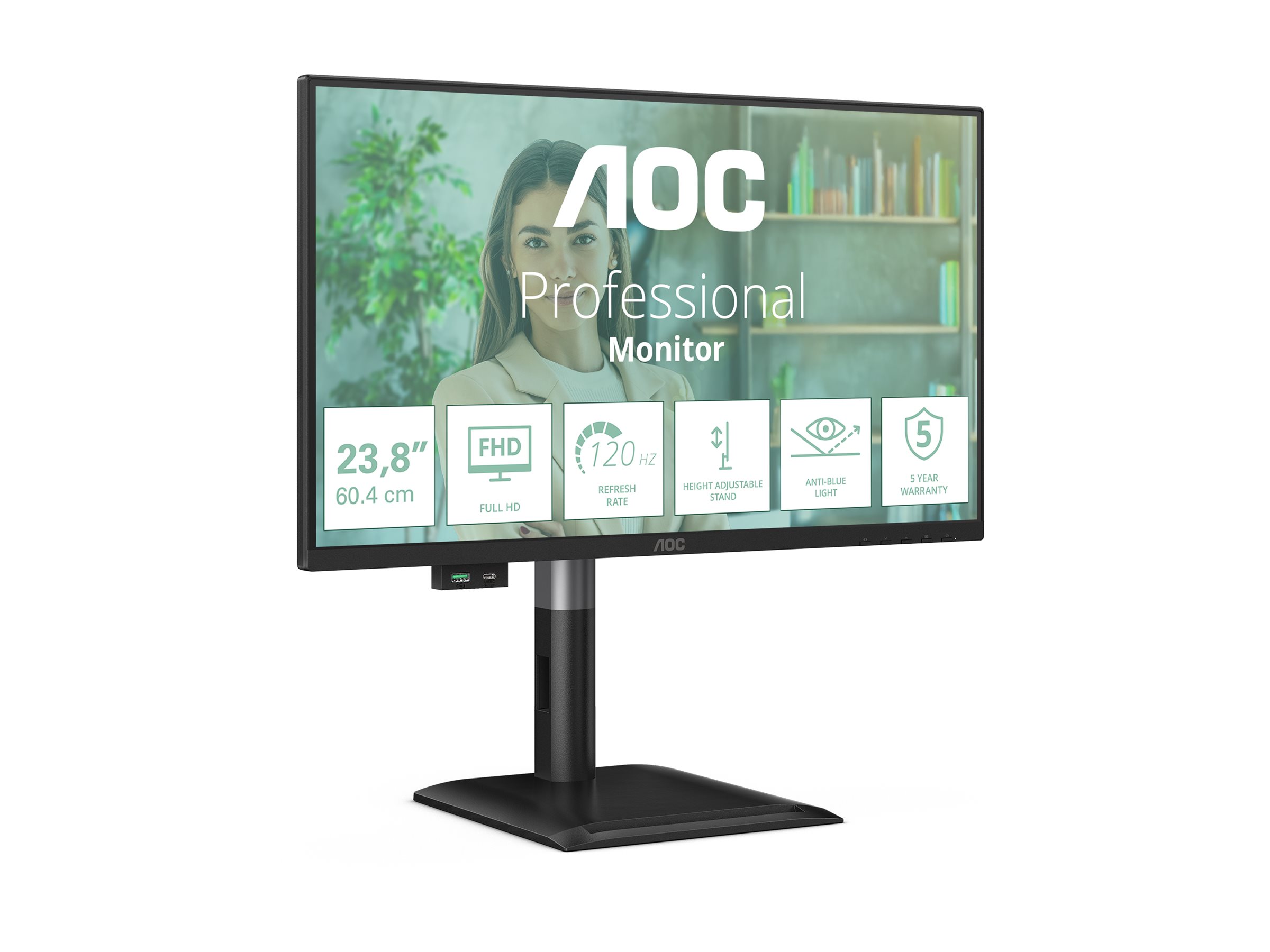 AOC 60,5cm (23,8) 24P4U   16:09 HDMI+DP+DVI+USB IPS Lift bk