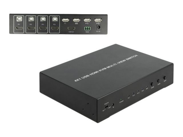 DELOCK KVM 4 in 1 Multiview Switch 4 x HDMI mit USB 2.0