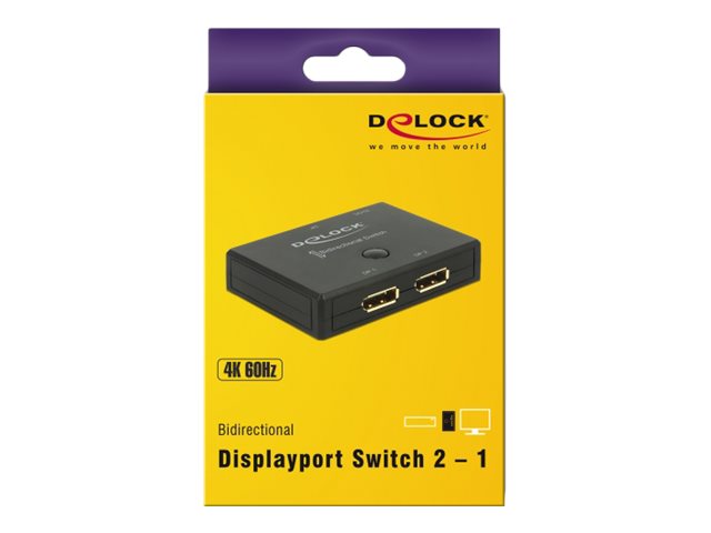 DELOCK Umschalter Displayport 2-1 bidirektional 4K 60Hz