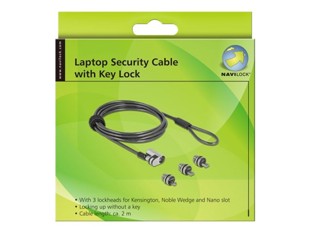 NAVILOCK Notebook Sicherungskabel mit 3 Verrieglungsköpfen
