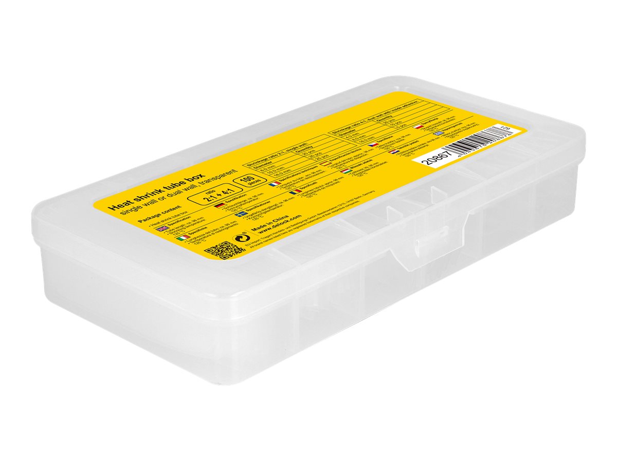 DELOCK Schrumpfschlauch Sortimentsbox transparent 100-teilig