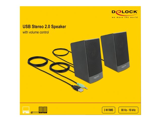 DELOCK Stereo 2.0 PC Lautsprecher 3,5mm Klinkenstecker USB