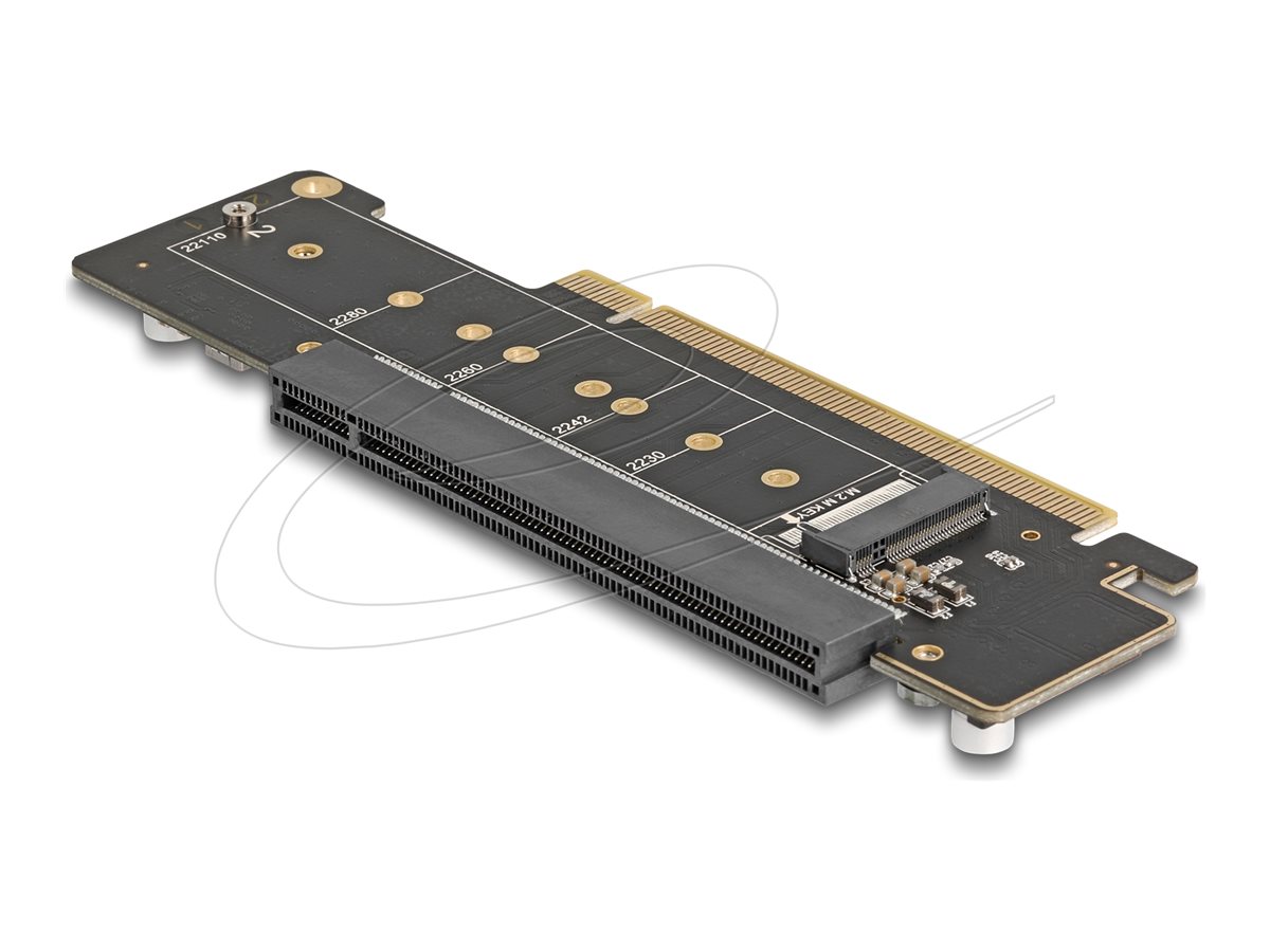 PCI Express 4.0 x16 Riser Karte mit 2 x M.2 Key M NVMe Slot – Bifurcation