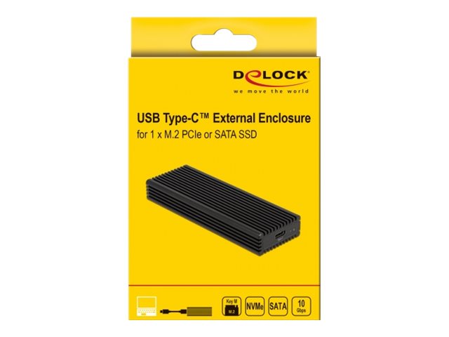 DELOCK Gehäuse USB Type-C M.2 NVMe PCIe SSD  oder SATA SSD