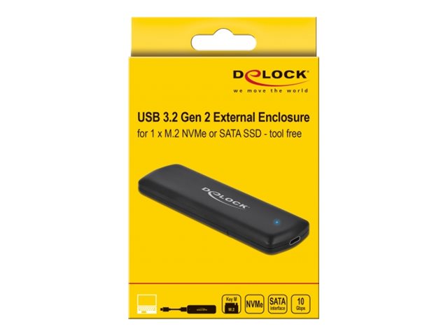 DELOCK Ext USB Typ-C Combo Gehäuse M.2 NVMe PCIe SATA SSD wf
