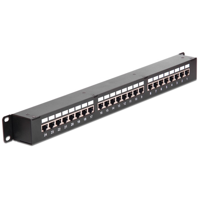 DELOCK 19 Patchpanel 24-Port Cat6 geschirmt schwarz