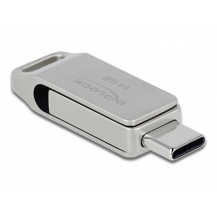 DELOCK USB 3.2 Gen1 USB-C+Typ-A Speicherstick 64 GB - Metall