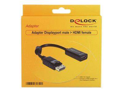 DELOCK Displayport Adapter DP -> HDMI St/Bu 0.22m Kabel schw