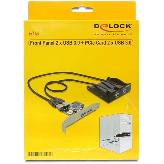 DELOCK Front Panel 8,89cm 3,5Zoll 2x USB 3.0 + 2x USB 3.0 am Slotblech schwarz