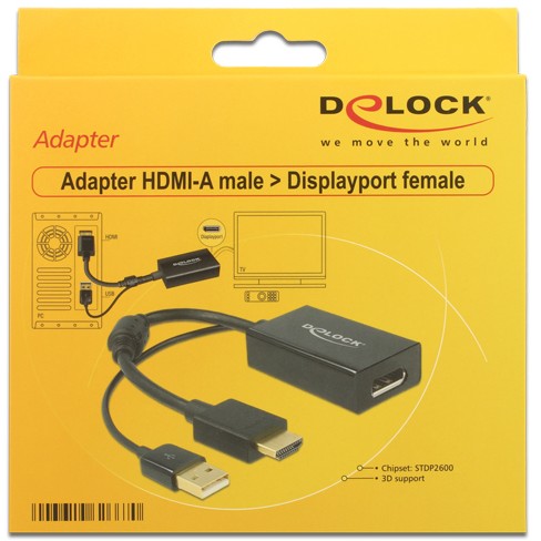 DELOCK HDMI Adapter A -> Displayport St/Bu +USB Strom 4K