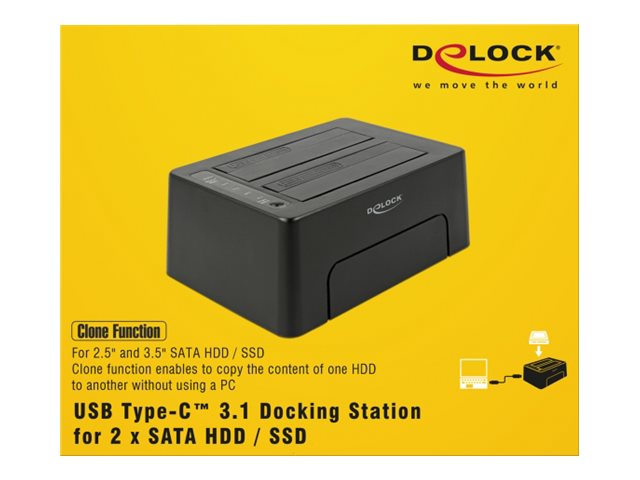 DELOCK Dockingstation USB Type-C 3.1 2x SATA HDD/SSD Klon Fu