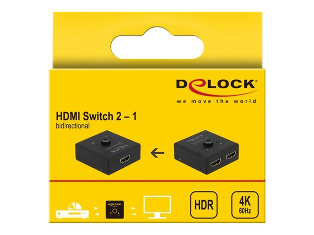 DELOCK HDMI 2 - 1 Umschalter bidirektional 4K 60 Hz kompakt
