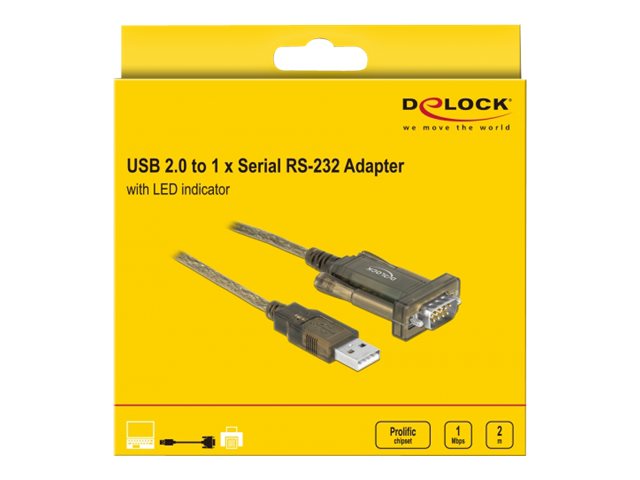 DELOCK Adapter USB 2.0 Typ-A > 1 x Seriell DB9 RS-232
