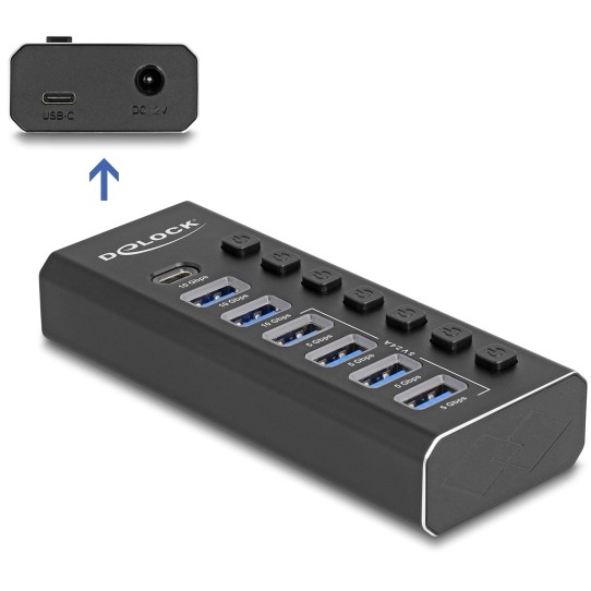 DELOCK 7 Port USB Hub mit 4 Ports