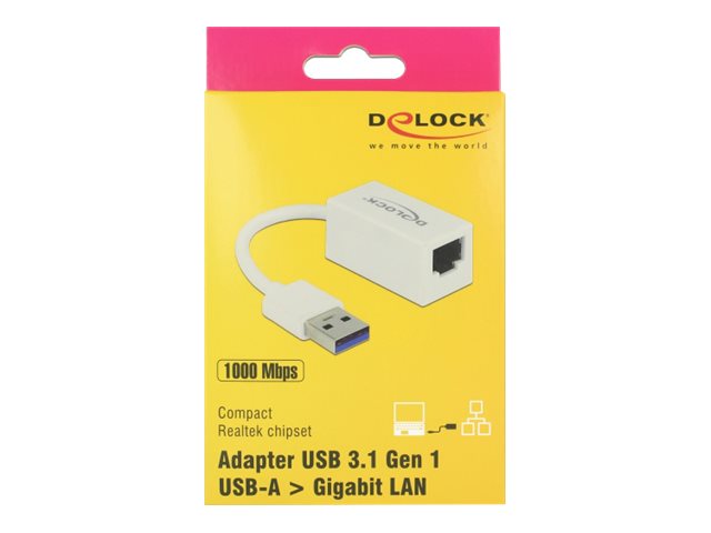 DELOCK Adapter SuperSpeed USB-A St > Gigabit LAN komp. Weiß