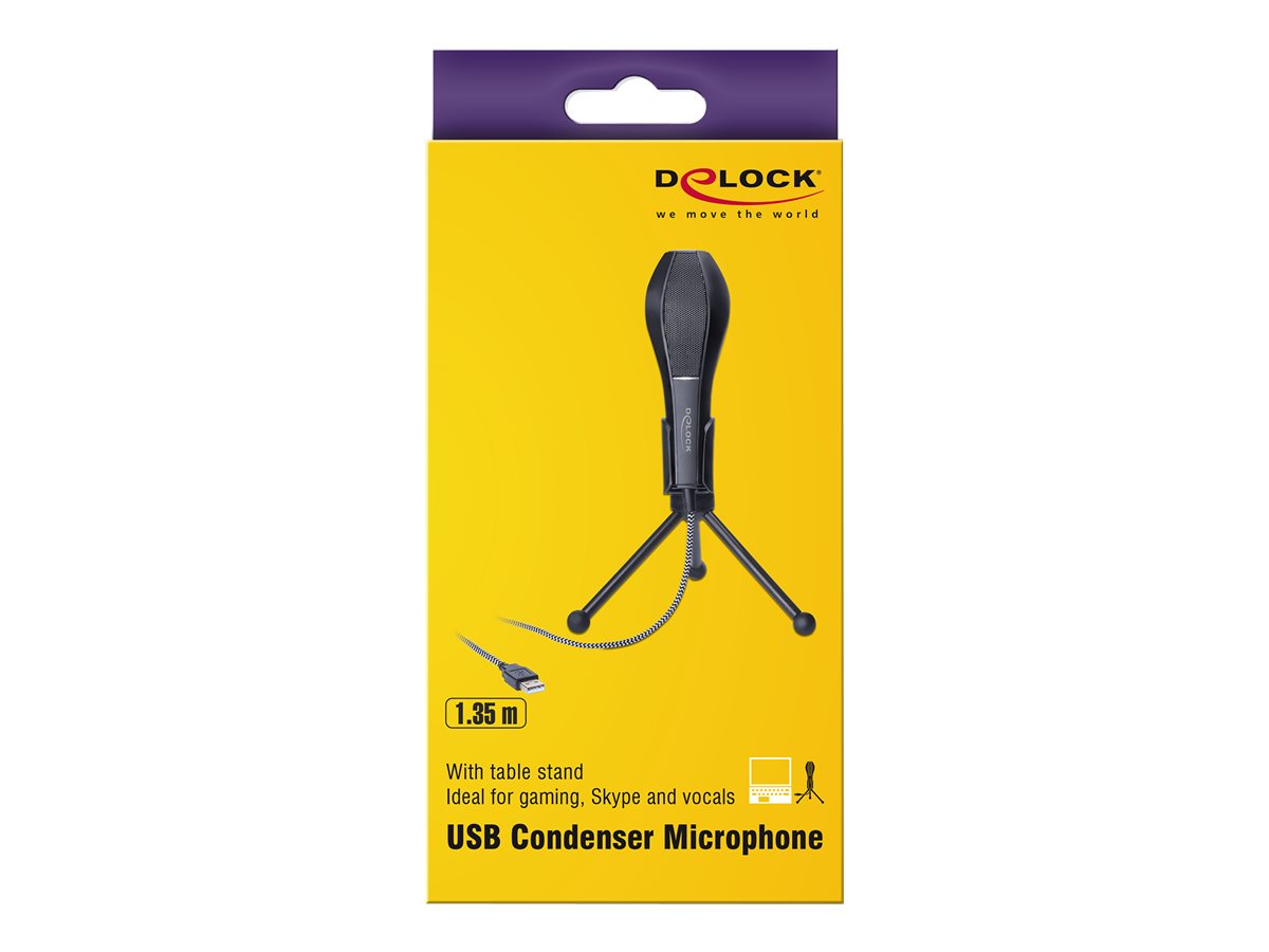 DELOCK USB-Mikrofon m.Standfuß Kondensator ideal f. Skype/..