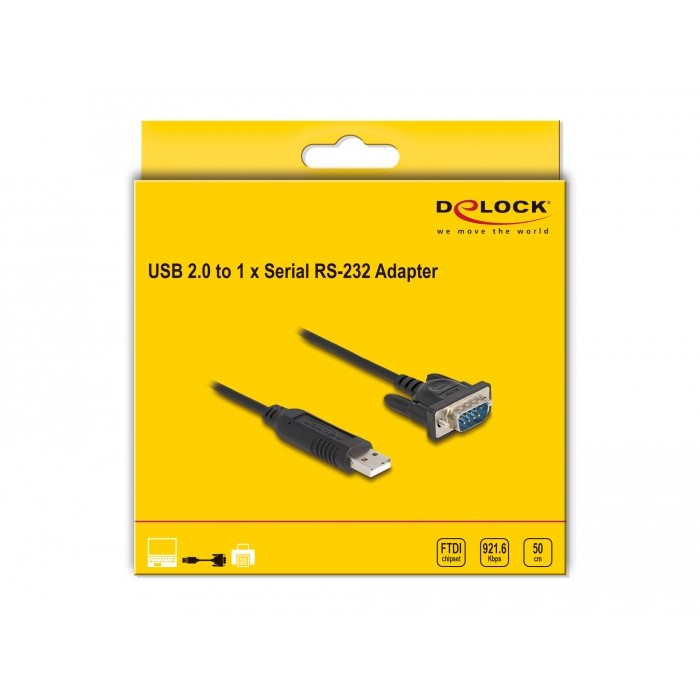 DELOCK Adapterkabel USB 2.0 Typ-A St zu 1 x Seriell 50cm