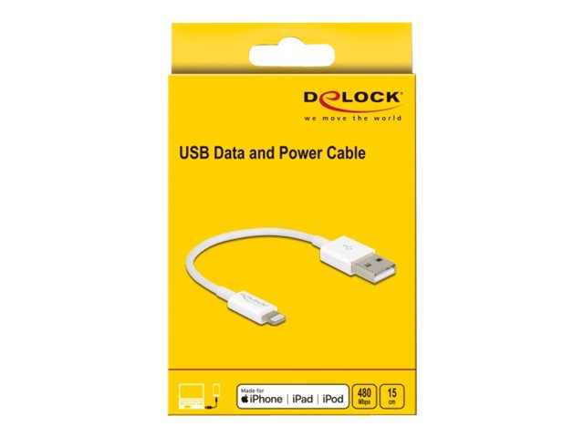 DELOCK USB Daten-/Ladekabel iPhone/iPad/iPod 15cm weiß