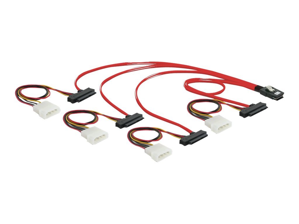 DELOCK SAS Kabel Mini SAS 36Pin -> 4x SAS 29Pin + 4Pin Molex