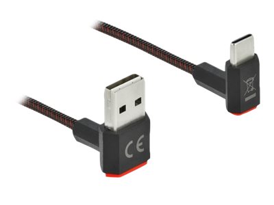 DELOCK USB-A 2.0 Stecker zu USB-C Stecker gewinkelt 0,5m SW