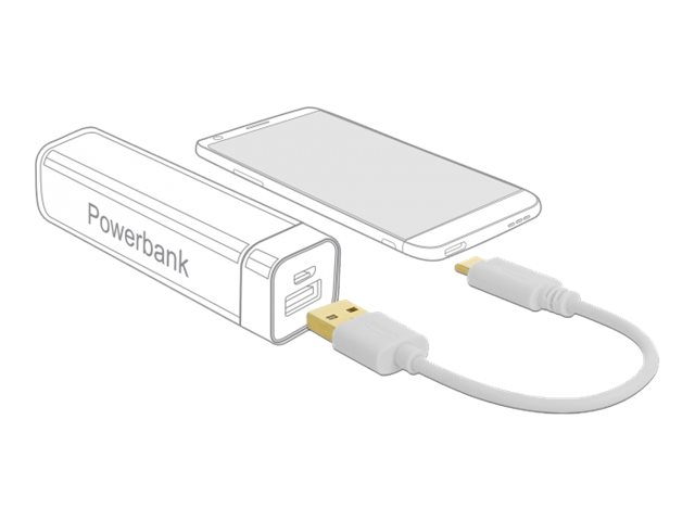 DELOCK USB Ladekabel Typ-A zu USB Type-C 15cm weiß