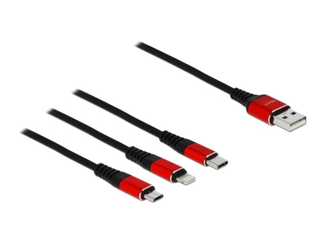 DELOCK USB 3in1 Ladekabel für Lightning/Micro-USB/USB C 30cm
