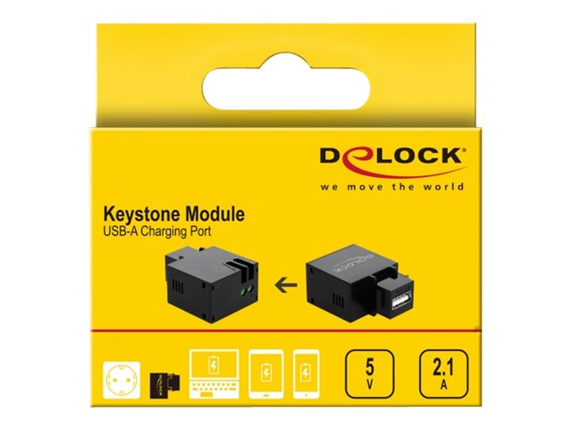 DELOCK Keystone Modul  mit USB Typ-A Ladebuchse 2,1 A schw.