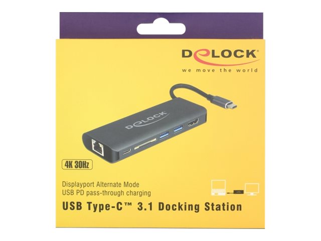 DELOCK Dockingstation USB-C HDMI 4K 30Hz/Gigabit LAN/USB PD