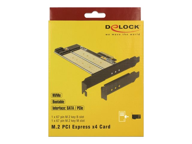 DELOCK PCIe-Card x4 > M2 KeyB + NVMe M.2 KeyM LowProfile