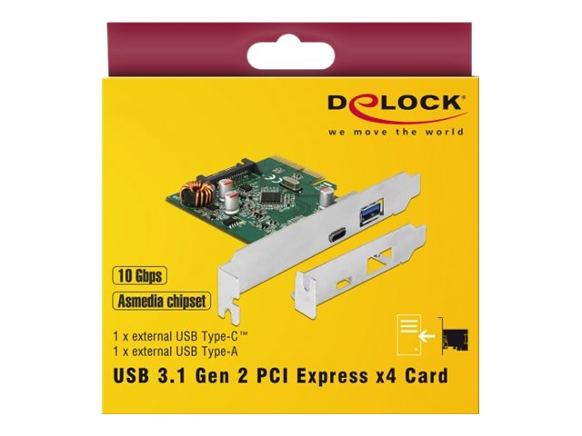 DELOCK PCI Expr. Card > 1x USB-C + 1x USB-A USB3.1 Gen 2