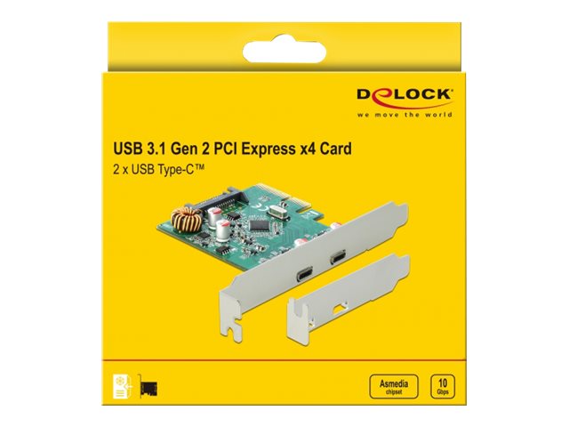 DELOCK PCI Express x4 Karte zu 2 x extern USB 10 Gbps Type-C
