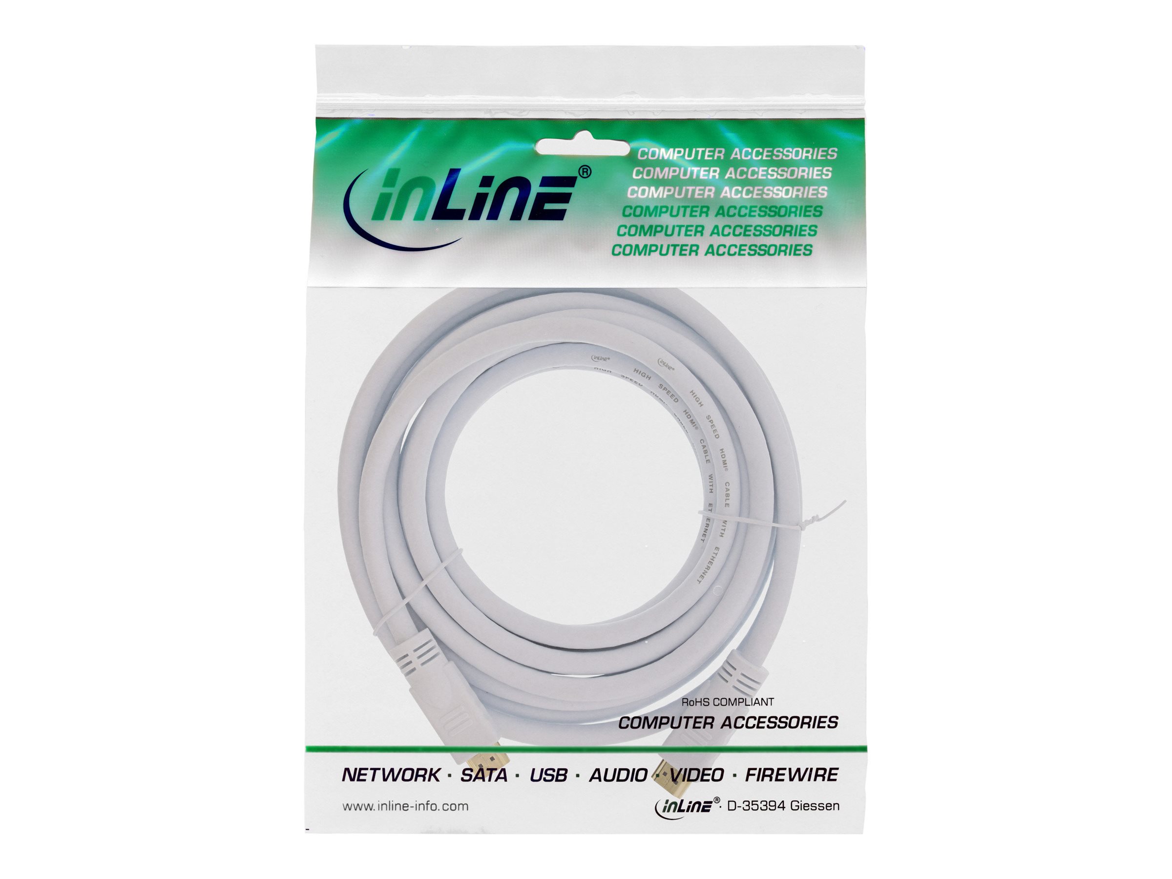 INLINE HDMI HighSpeed Kabel PREM 10m wei