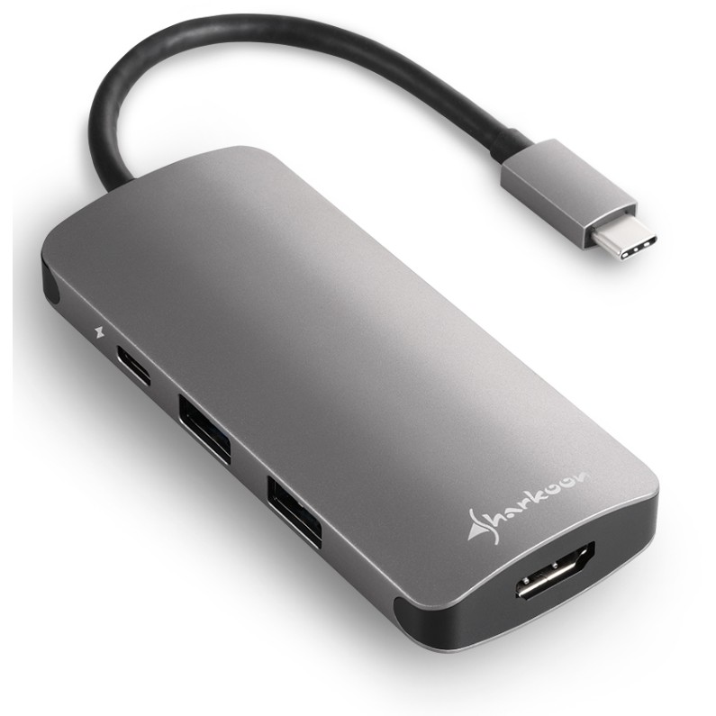 Sharkoon Multiport Adapter USB 3.0 Type C dunkel grau