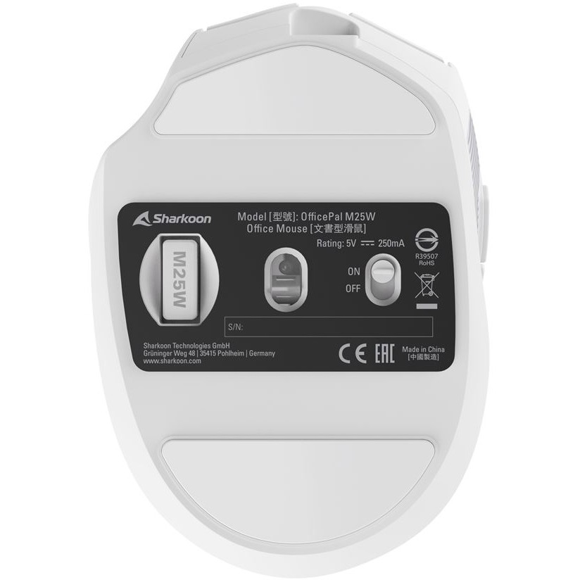 Sharkoon Maus OfficePal M25W Optisch 6 Tasten 4.000 DPI weiß
