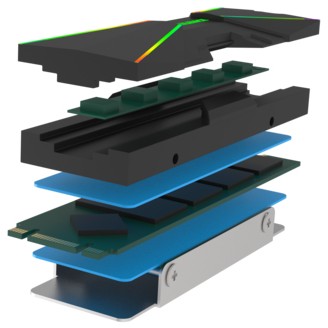 Xilence M2SSD.B.ARGB M.2 2280 SSD PCIe NVMe/SATA Kühler, 3PIN ARGB 5V, Passiv