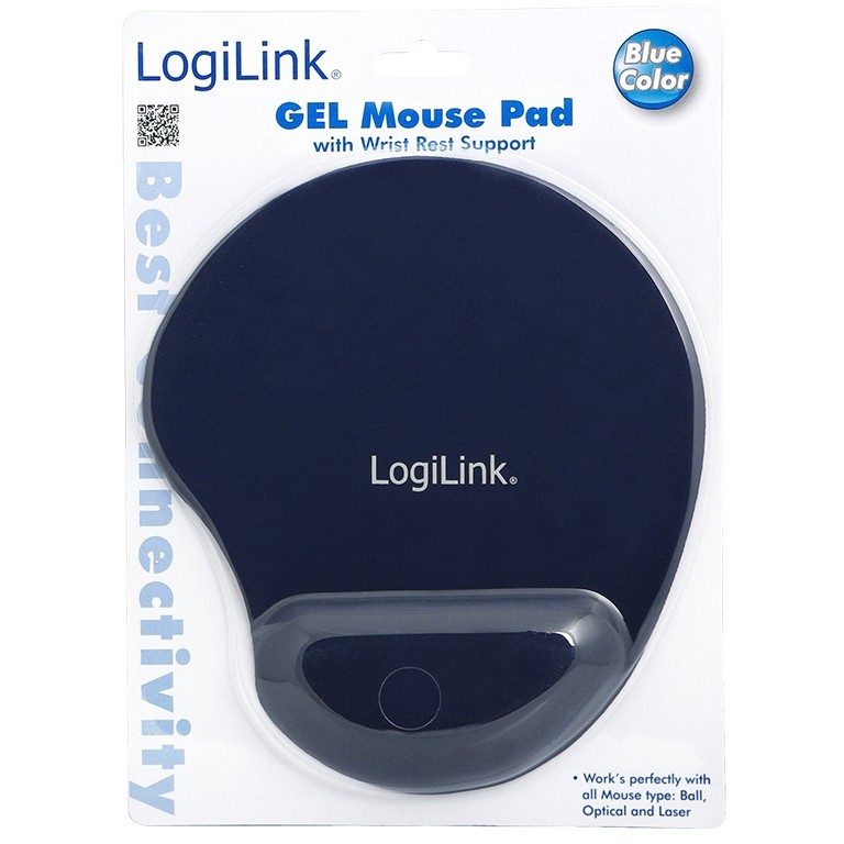 Logilink Mauspad mit Gel-Handballenauflage Silikon blau