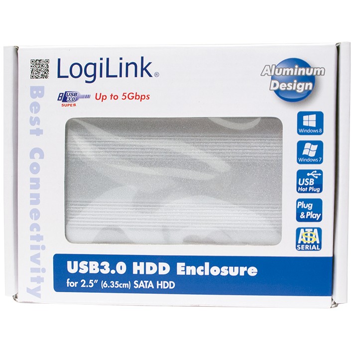 Logilink Geh. 6.3cm (2,5) USB 3.0/SATA  Silber ALU o. NT