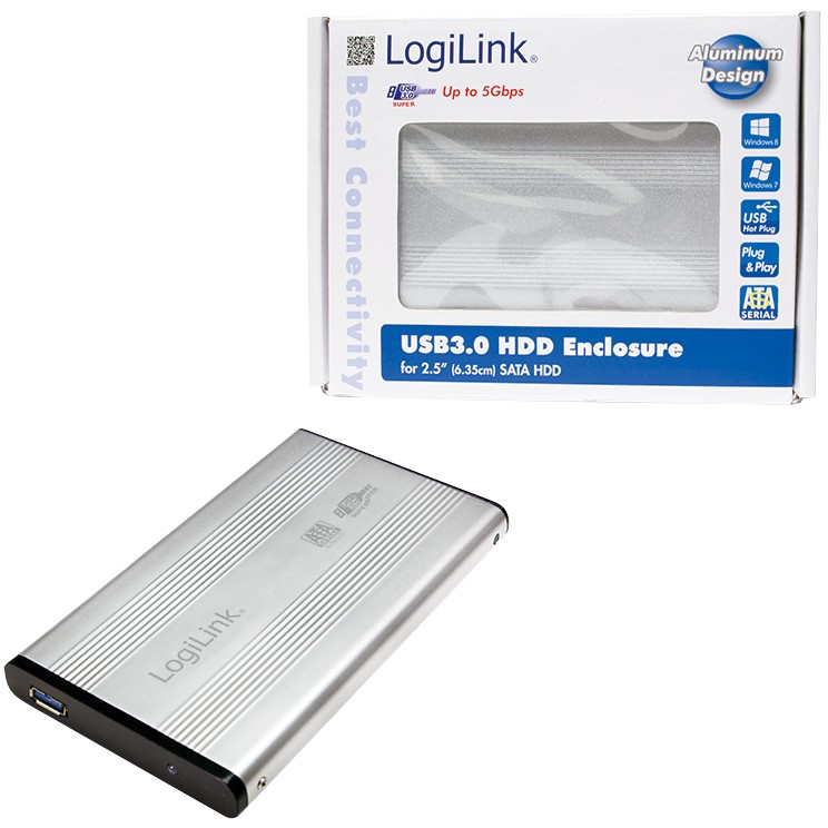 Logilink Geh. 6.3cm (2,5) USB 3.0/SATA  Silber ALU o. NT