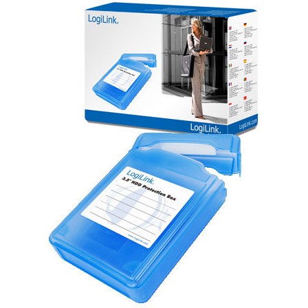 Logilink HDD Schutz-Box für 1x 8.9cm (3,5) blau wasseresist