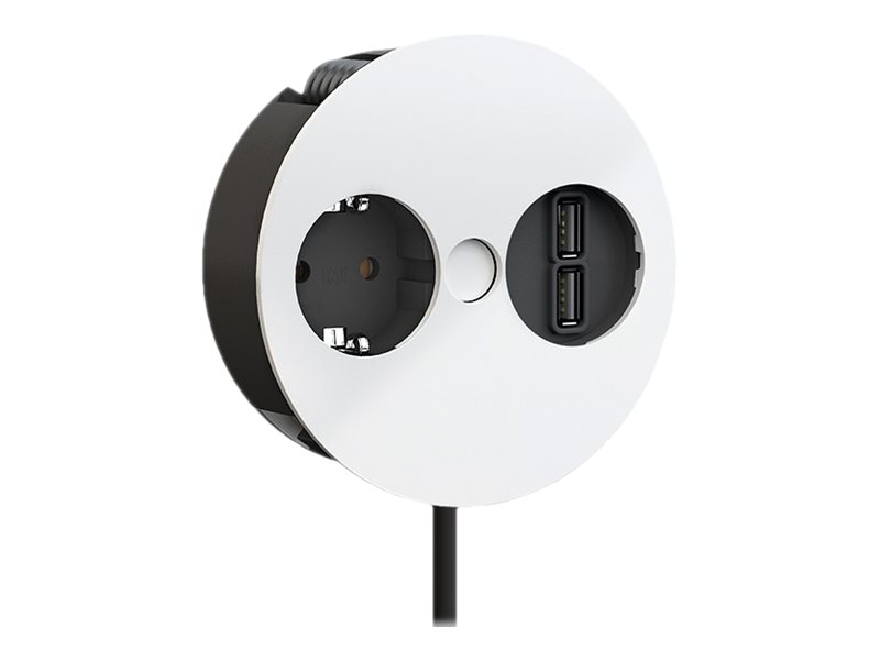 BACHMANN TWIST 1x Schutzkontakt, Aderendhülsen, USB-Charger, Schutzkontaktmontagestecker, weiß, 2 m