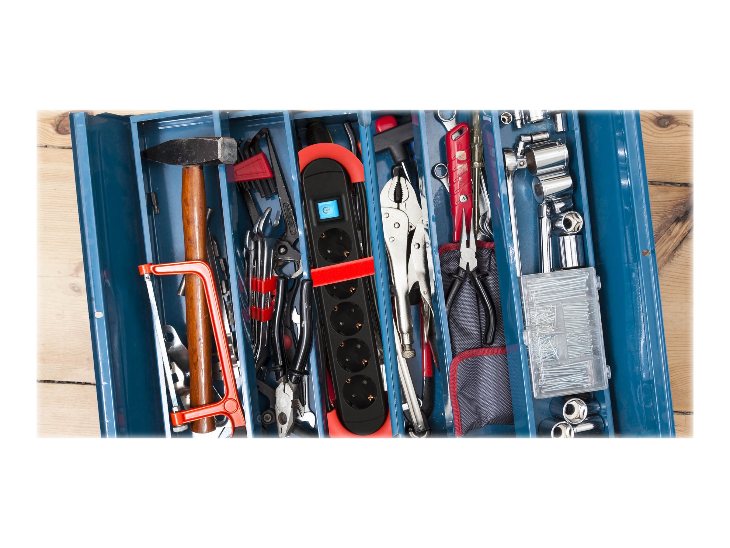 BACHMANN HOOK Indoor 5x Schutzkontakt, Kunststoff, mit Schalter, 5 m